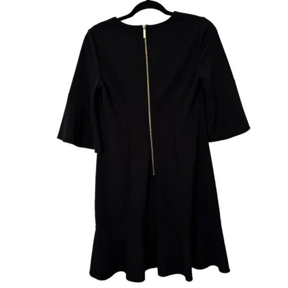 ELLEN TRACY Woman's Black Bell Sleeve Ruffle Hem Exposed Back Zipper Size 6 - Picture 7 of 12